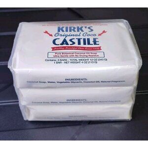 Kirk's Castile Original Coco Coconut Oil Soap 4oz Pack Of 3 NEW